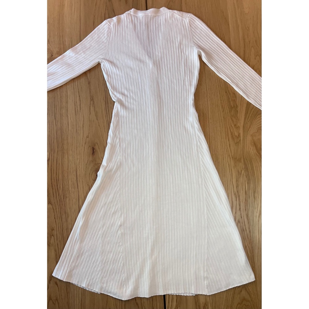 Lucky Brand Ribbed Button Front Midi Dress Womens Medium White Minimalist - Picture 2 of 6